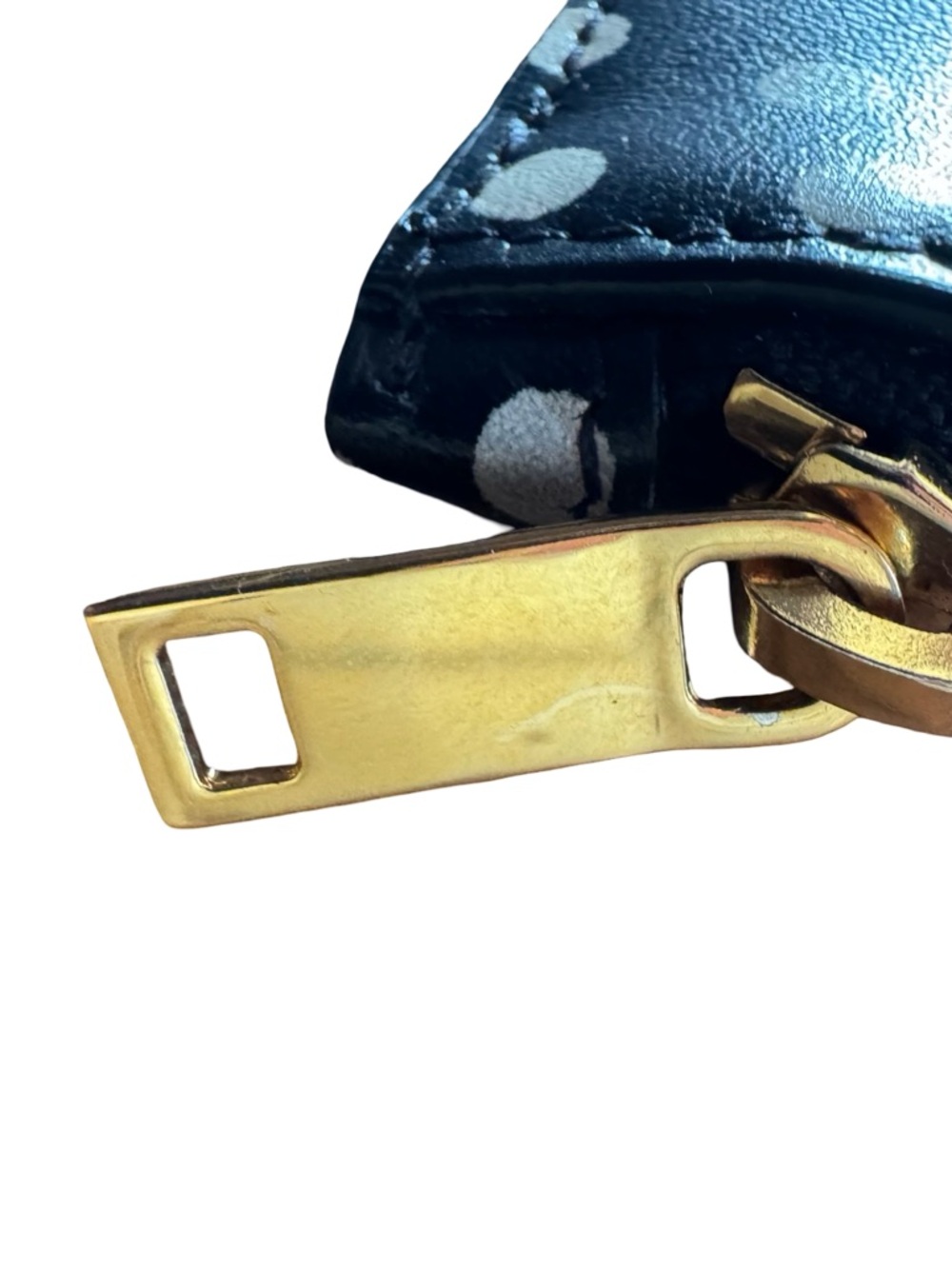 Authentic Saint Laurent Black Polka Dot YSL clutch with Gold Logo. Rare! - Picture 4 of 9